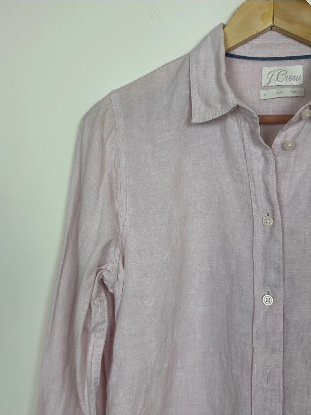 J crew Slim fit Baird mcnutt Irish linen shirt Light Pink Sz 6